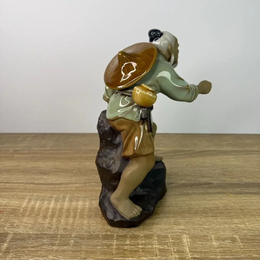 Vintage Shiwan Chinese Mudman Figurine Fisherman Mud Man Figure